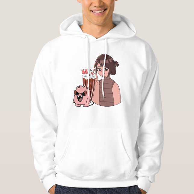 Moletom Garota Kawaii de Anime com Milkshake de Chocolate  (Frente)