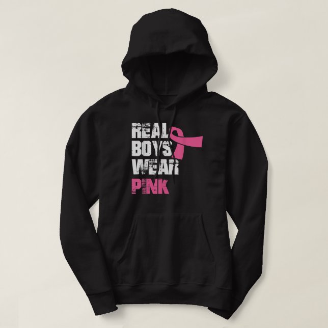 Moletom Garotos reais vestem cancer rosa Sensibilização ro (Frente do Design)