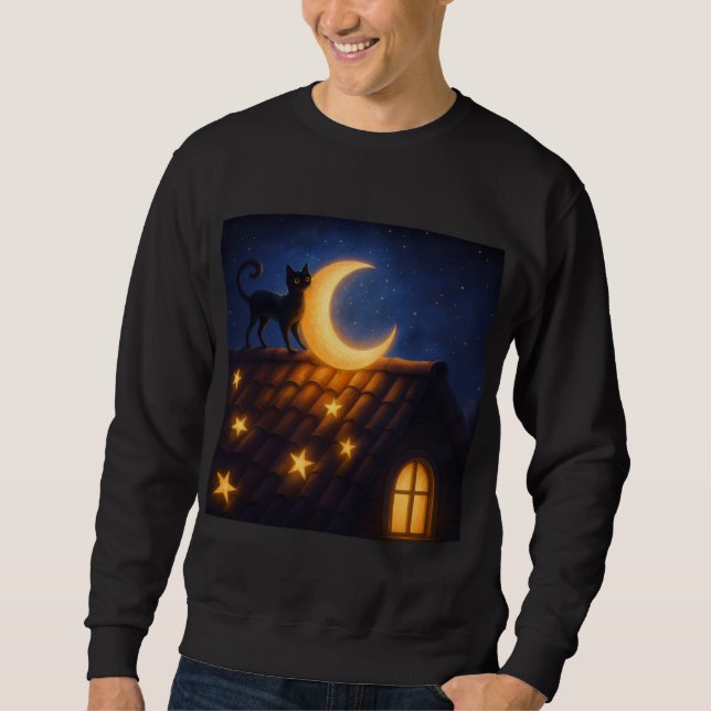 Moletom Gato ao Luar em Telhado Estrelado (Frente)