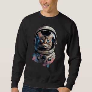 Moletom Gato Astronauta Na Arte Por Aquarela Espacial