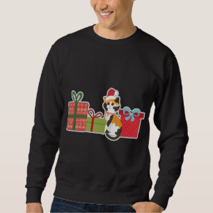 Moletom Gato Calico de Natal bonito com Santa Hat - Pet Ca