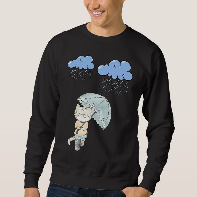 Moletom Gato Com Guarda-Chuva No Gato Da Chuva (Frente)