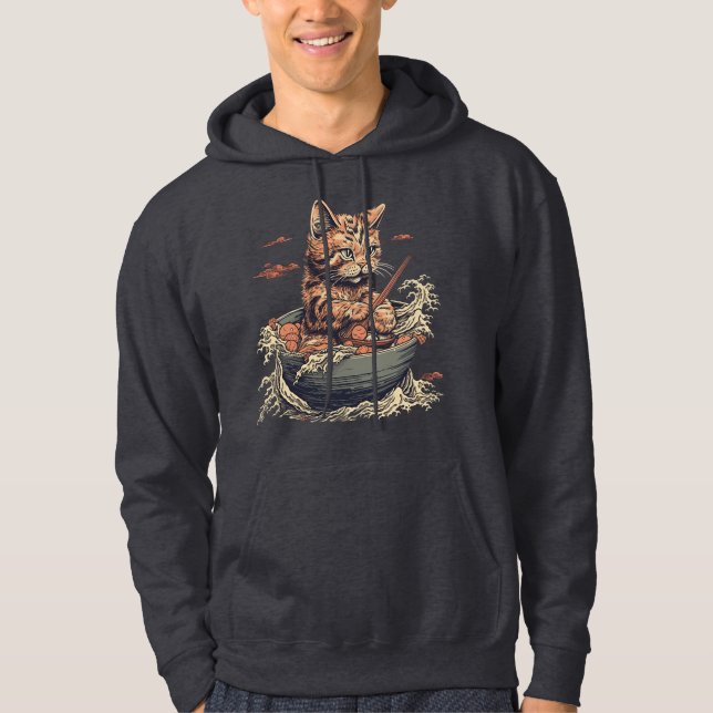Moletom gato come Ramen, onda de Kanawaga (Frente)