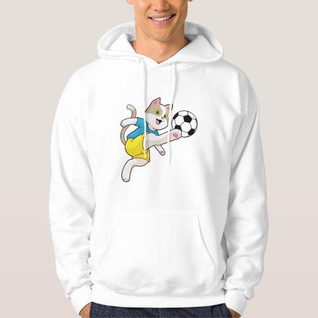 Moletom Gato como jogador de futebol com bola de futebol (Frente)