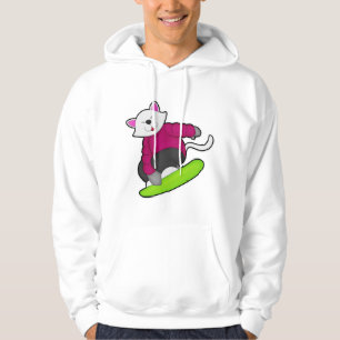 Moletom Gato como Snowboarder com Snowboard