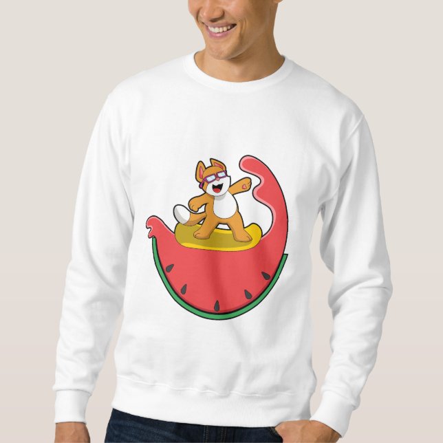 Moletom Gato como Surfista com Melancia (Frente)