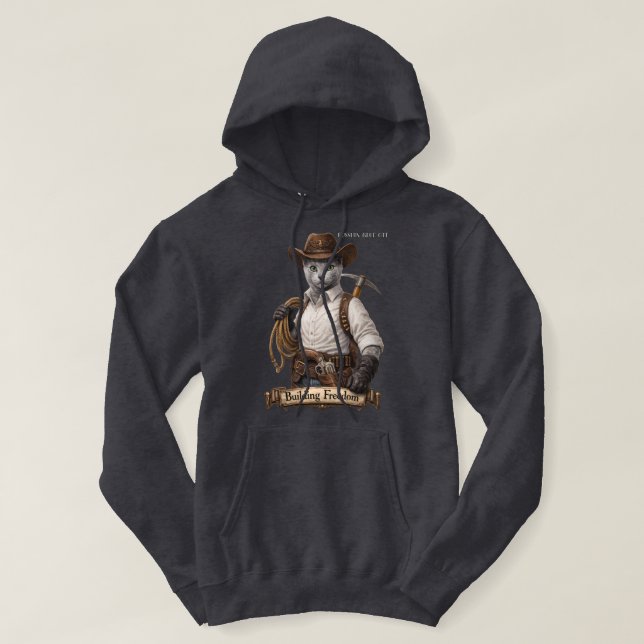 Moletom Gato Cowboy Russian Blue – Construindo Liberdade (Frente do Design)