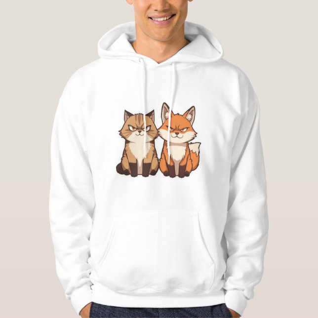 Moletom Gato de desenho animado rabugento e dupla de rapos (Frente)