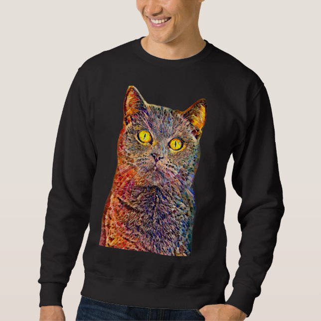 Moletom Gato de Filtro de Pintagem de Óleo (Frente)