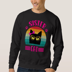 Moletom Gato De Irmã Bonita Com Óculos-Leopardo Retro
