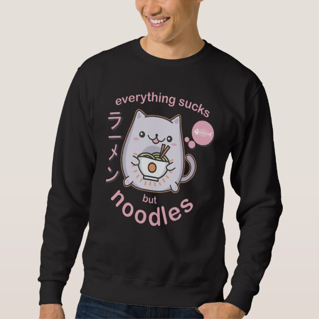 Moletom Gato de macarrão Gótico Pastel Ramen - presente (Frente)
