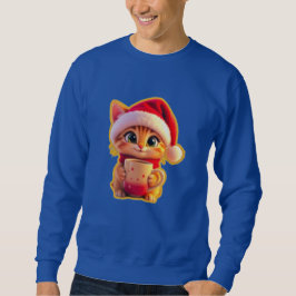 Moletom **Gato de Natal Fofo com Chapéu de Papai Noel – Fé