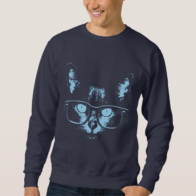 Moletom Gato de Nerd Azul (Frente)