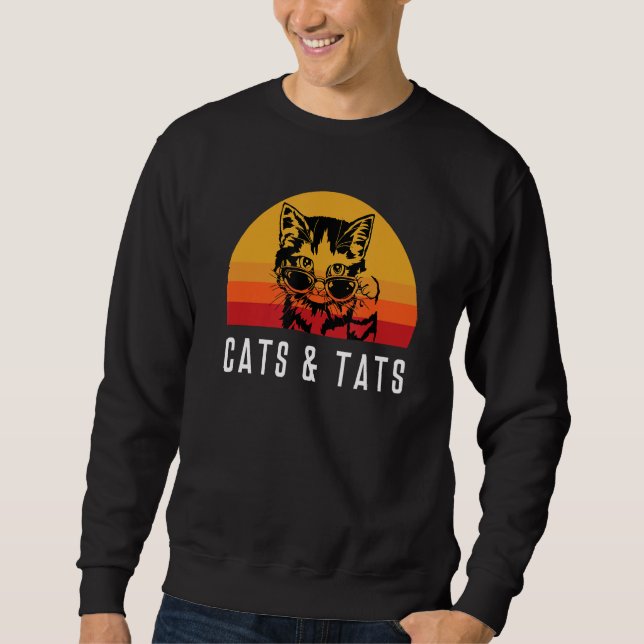 Moletom Gato de tatuagem de gatos e tatuagens com óculos e (Frente)