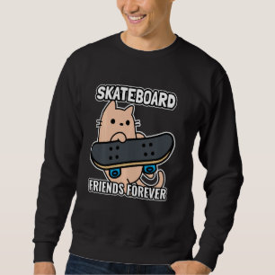 Moletom Gato E Amigos De Skateboard Para Sempre Sk8
