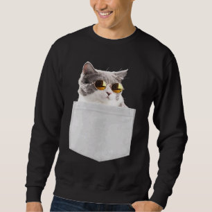 Moletom Gato Em Bolso Saindo Gato Bonito Pocke
