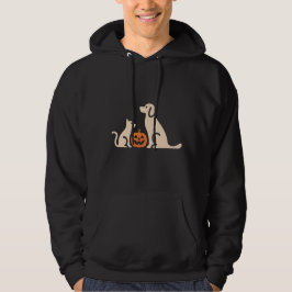 Moletom gato fofo e cachorro se encontram no Halloween