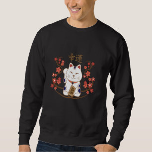 Moletom Gato maneki-neko com boa sorte kanji