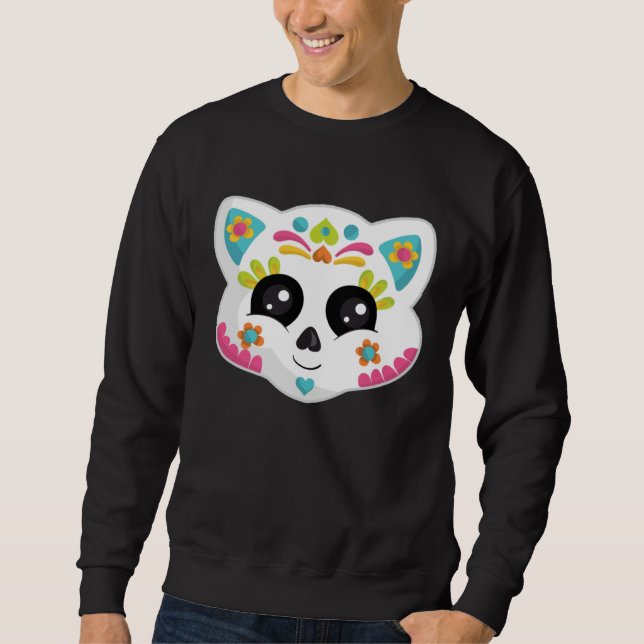 Moletom Gato Mexicano Fofo de Halloween Gato de Crânio de  (Frente)