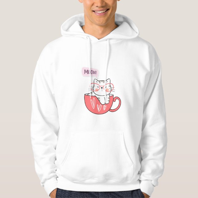 Moletom gato miando numa xícara (Frente)
