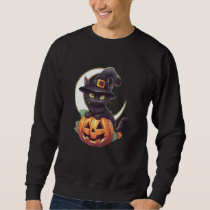 Moletom Gato Negro Bonito Jack O'Lanterna Pumpkin Hallowee