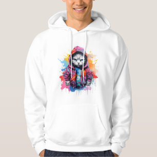 Moletom Gato no Grafite Colorido de Hoodie