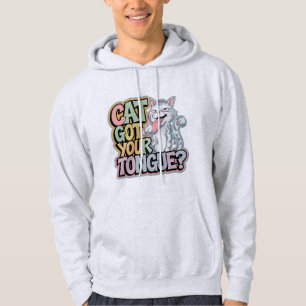 Moletom Gato Pegou Sua Língua? Capuz de Gatinho Travesso e
