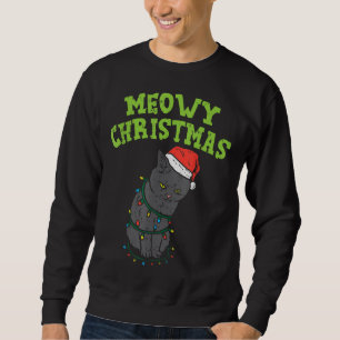 Moletom Gato Preto de Natal Engraçado Gato Natal Natal Gat