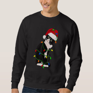 Moletom Gato Tuxedo Miau Papai Noel Tuxie Luzes da Árvore 