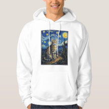 Gato Van Gogh Noite Estrelada Arte Impressionista