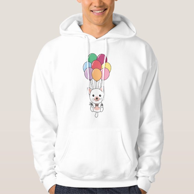 Moletom Gato Voa Com Balões Coloridos (Frente)
