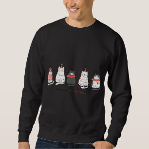 Moletom Gatos de Natal Engraçados - Compatível com a Famíl