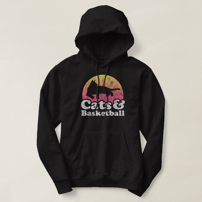 Moletom Gatos e basquetebol Masculinos ou Mulheres Gato e  (Frente do Design)