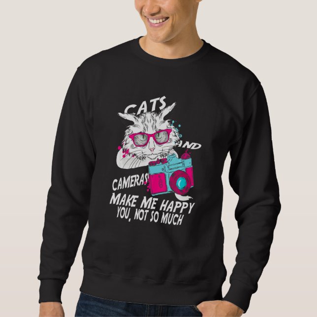 Moletom Gatos E Câmeras Me Fazem Feliz Com Você Não (Frente)