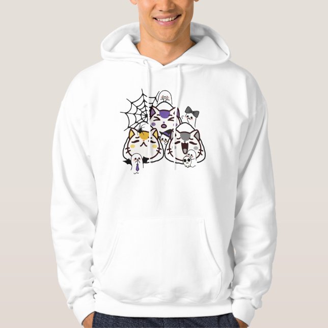 Moletom Gatos Onigiri Assustadores - Sushi Kawaii de Hallo (Frente)
