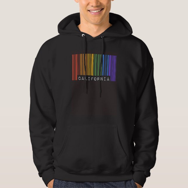 Moletom Gay Barcode California Pride LGBTQ Trendy Rainbow  (Frente)