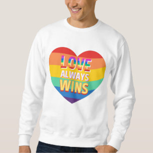 Moletom Gay de Orgulho - o amor sempre ganha. Cor do arco-
