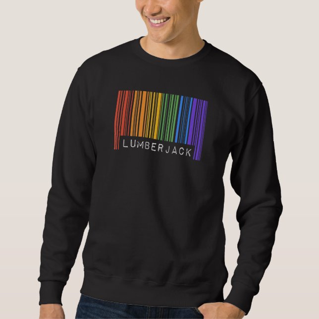 Moletom Gay Lumberjack Pride Flag Barcode Queer Rainbow LG (Frente)