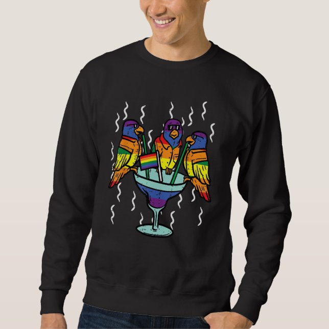 Moletom Gay Pride Birds Parrot Fun Rainbow Flag Lgbt Ally  (Frente)