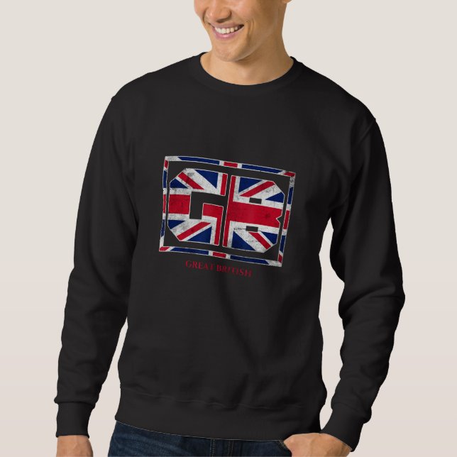 Moletom GB Great British with UK Flag Illustration Graphic (Frente)