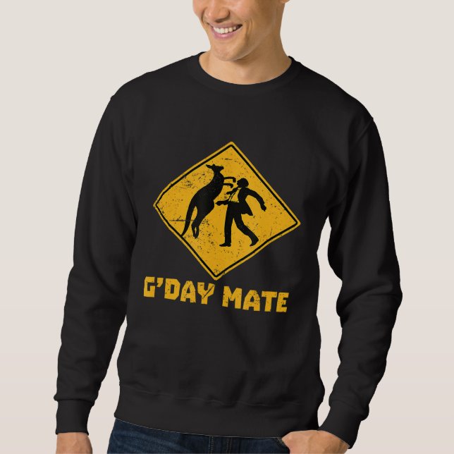 Moletom Gday Mate Funny Kangaroo Sinal de Pessoa Punindo (Frente)