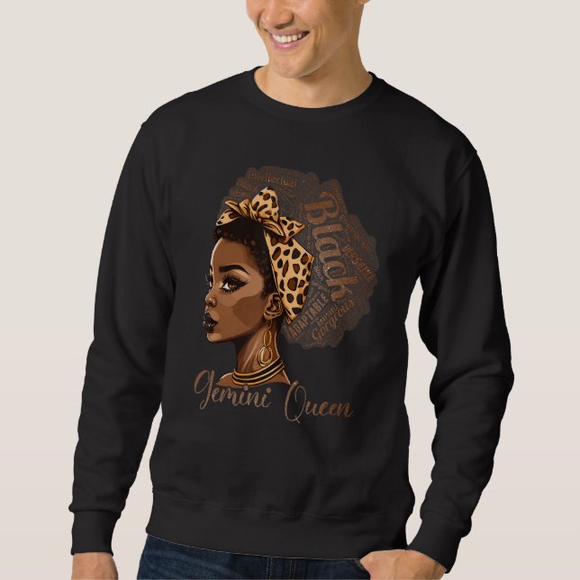 Moletom Gemini Queen Leopard Afro Melanin Zodiac Horoscope (Frente)