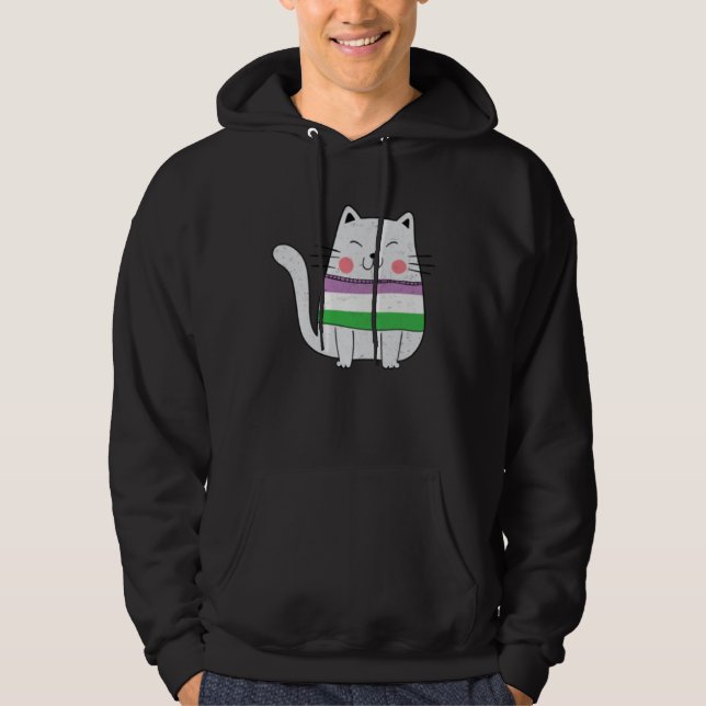 Moletom Gendequeer Flag LGBTQ Cats Pride Cat  1 (Frente)