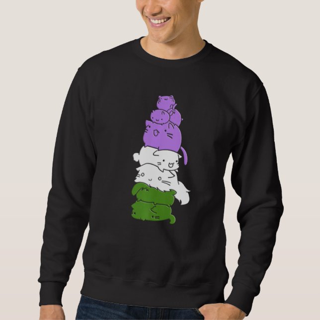 Moletom Genderqueer Flag Genderqueer Cat Pride (Frente)