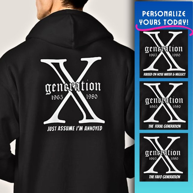 Moletom Generation X Customize Year and backside Quote  (Criador carregado)