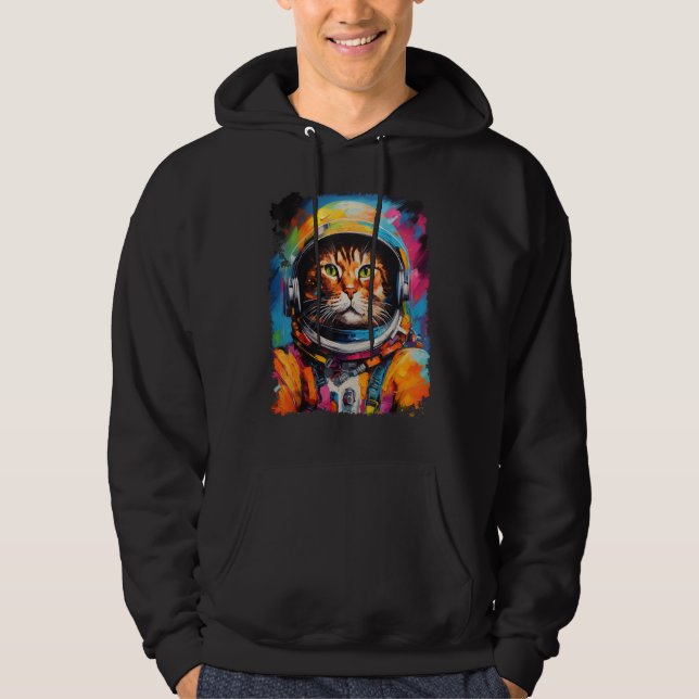 Moletom Gengibre Laranja Pop de Exploração Espacial (Frente)