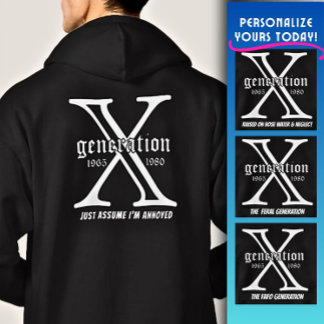 Moletom Geração X Personalizar Ano e Citação na parte de t