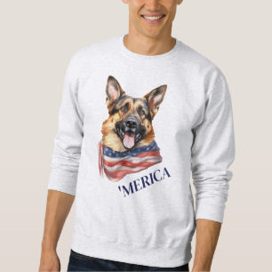 Moletom German shepherd Cão Patriótico EUA 'Merica Flag