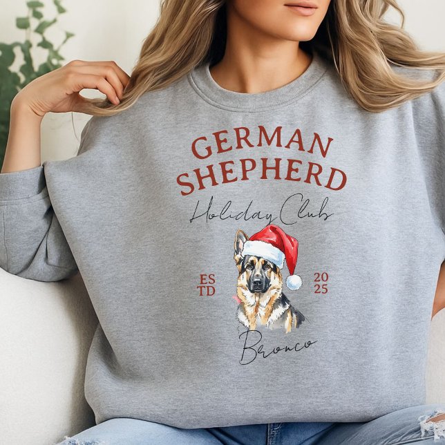 Moletom German shepherd do Clube de Férias Personalizado (Elevate your holiday shopping apparel with this Custom Holiday Club German Shepherd sweatshirt!)