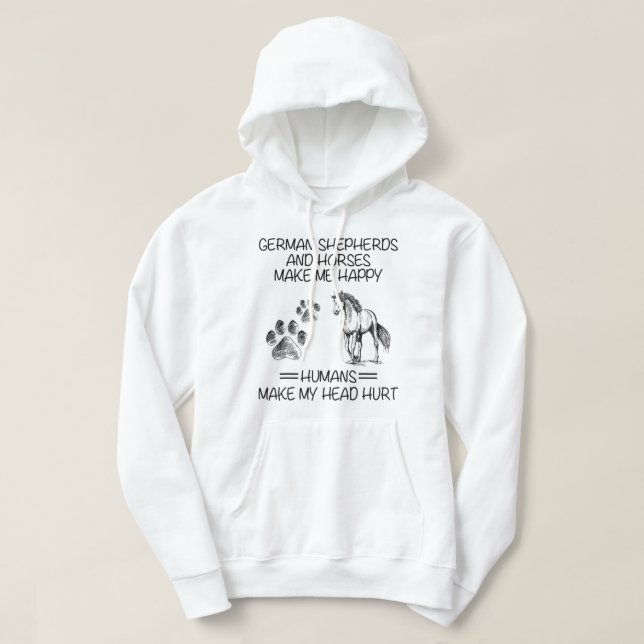 Moletom German shepherd E Cavalos Me Fazem Humanos Felizes (Frente do Design)